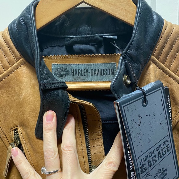 H-D Leather Jacket Brown & Black Size S - Picture 11 of 13